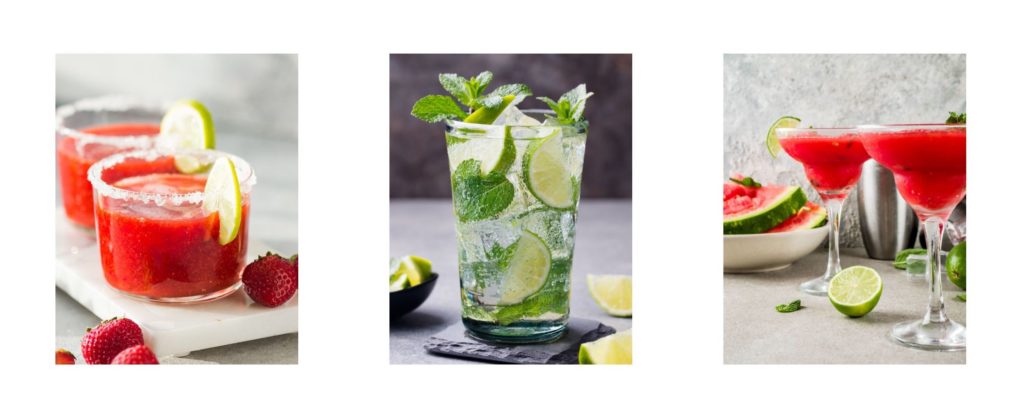 Alkoholfreier Cocktail, Mojito, Himbeer Daiquiri, Wassermelonen Punsch